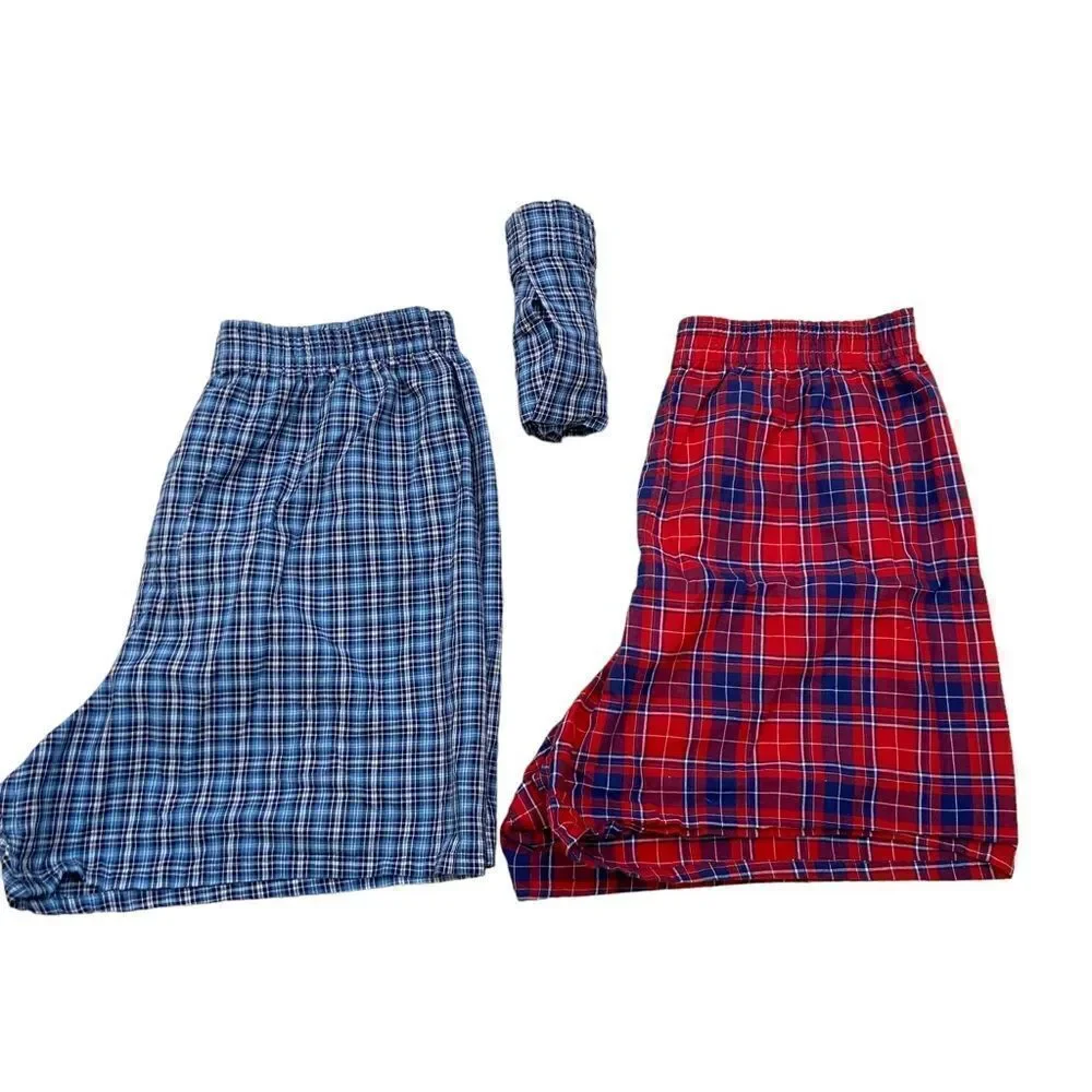 Lot of three Pairs Mens‎ Fruit of the Loom Plaid Loose Fit Boxer Shorts Small